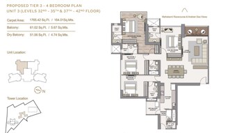 Balcony in 4 BHK Apartment at Piramal Mahalaxmi Central Tower, Mahalaxmi – for Sale