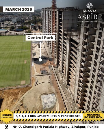 Living Room in 3 BHK Apartment at The Ananta Aspire, Utrathiya – for Sale
