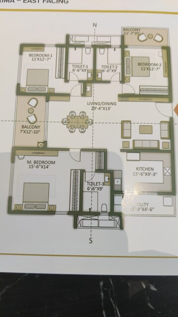 3 BHK Apartment For Sale in The Prestige City Bellagio, Rajendra Nagar
