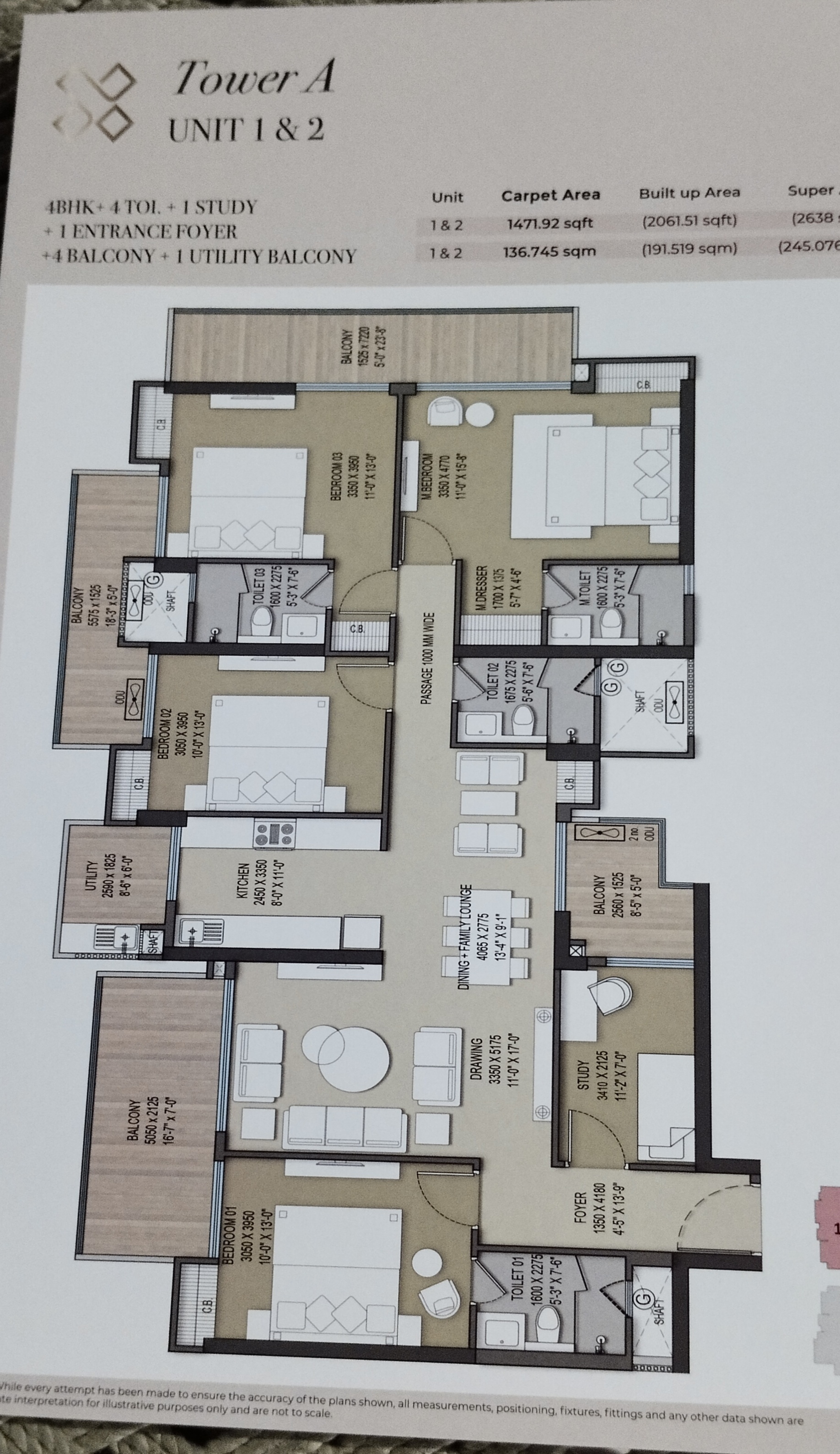 4 BHK + Study Room 2638 Sq.Ft. Apartment in Elite X