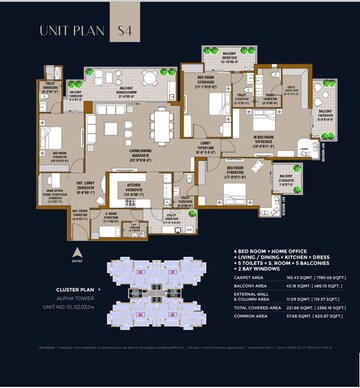 Floor Plan in 3 BHK Apartment at SKA Destiny One, Zeta I Greater Noida – for Sale