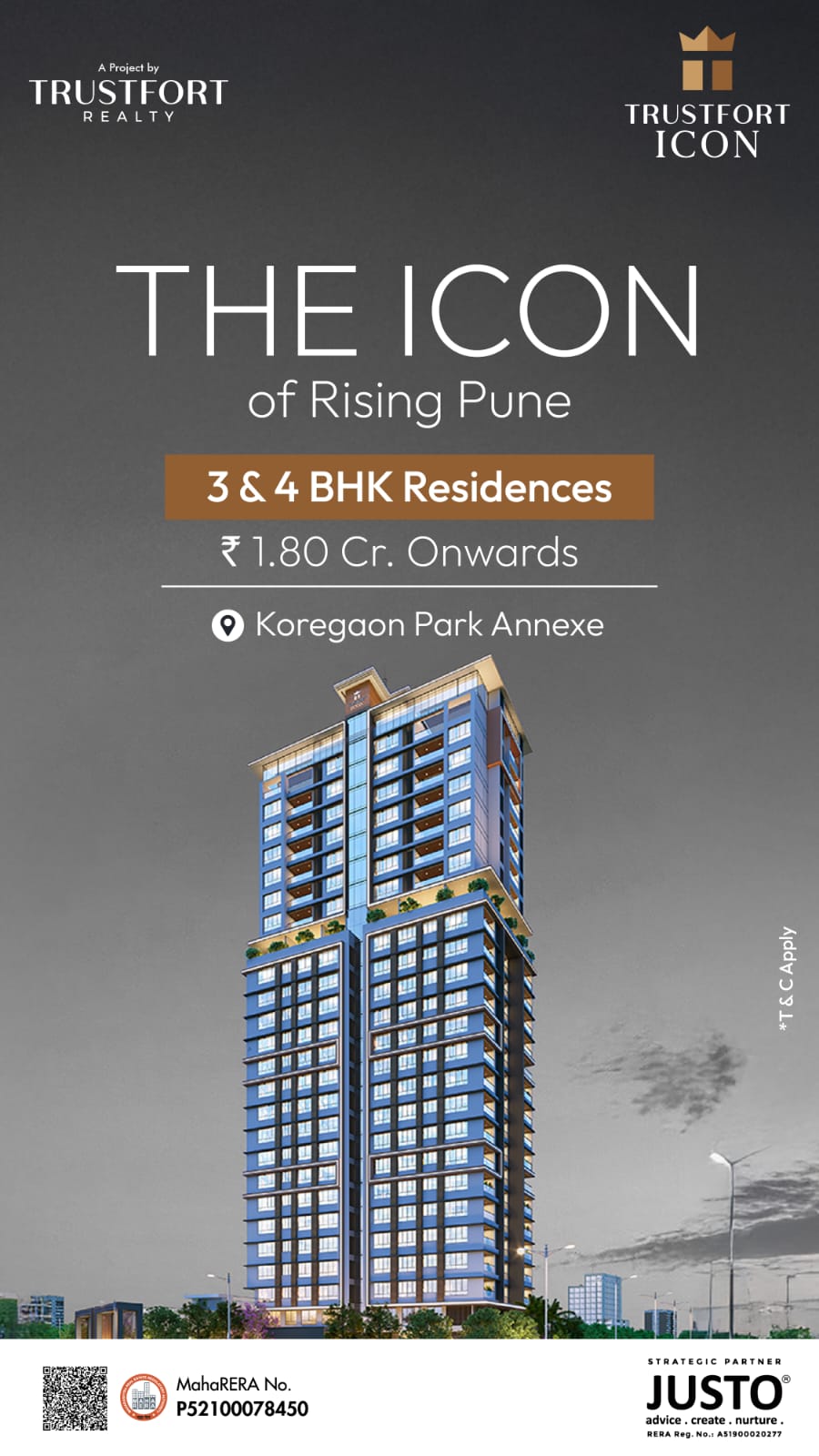 3 BHK + Pooja Room 1351 Sq.Ft. Apartment in Trustfort Icon