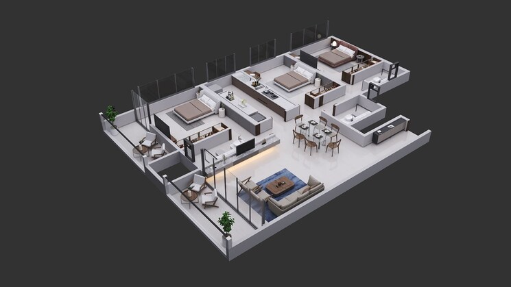 Balcony, trustfort-icon 3 Bedroom 1351 Sq.Ft. Apartment In Mundhwa Pune 8474001