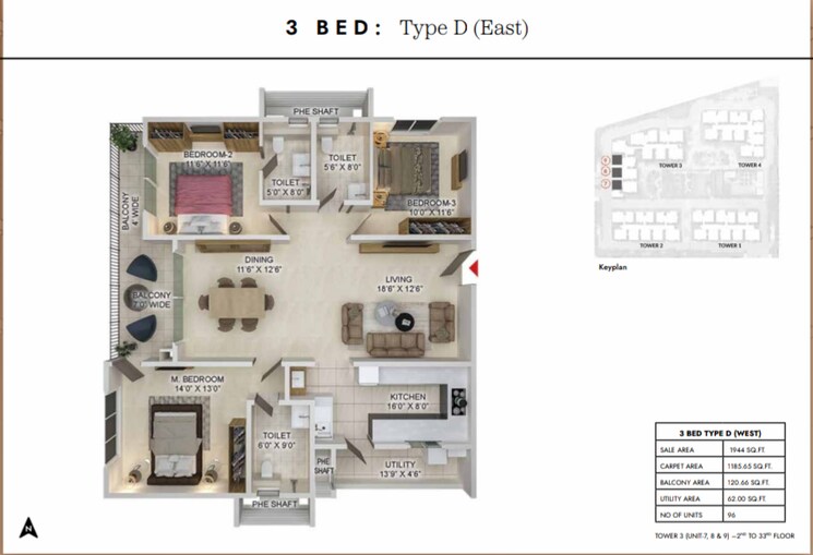 Balcony, prestige-spring-heights 3 Bedroom 1944 Sq.Ft. Apartment In Rajendra Nagar Hyderabad 8474166