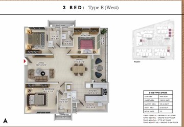 Balcony in 3 BHK Apartment at Prestige Spring Heights, Rajendra Nagar – for Sale