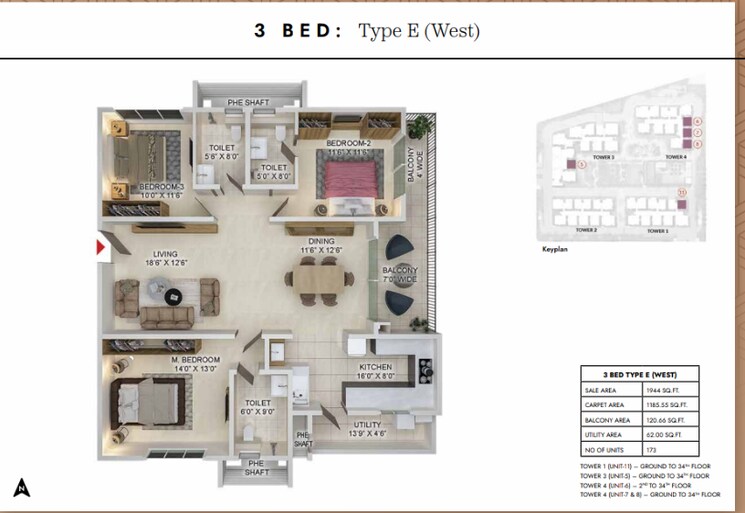 Balcony, prestige-spring-heights 3 Bedroom 1944 Sq.Ft. Apartment In Rajendra Nagar Hyderabad 8474217
