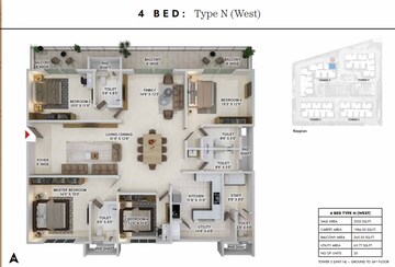 Balcony in 4 BHK Apartment at Prestige Spring Heights, Rajendra Nagar – for Sale