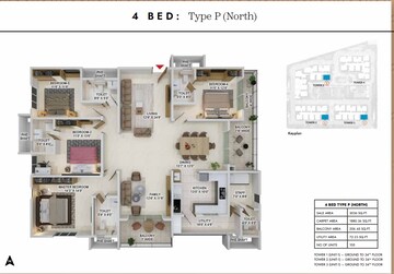 Balcony in 4 BHK Apartment at Prestige Spring Heights, Rajendra Nagar – for Sale