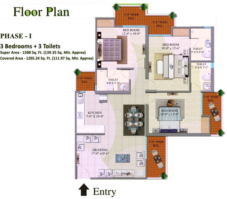 Balcony, charms-castle 2 Bedroom 1025 Sq.Ft. Apartment In Raj Nagar Extension Ghaziabad 8474717