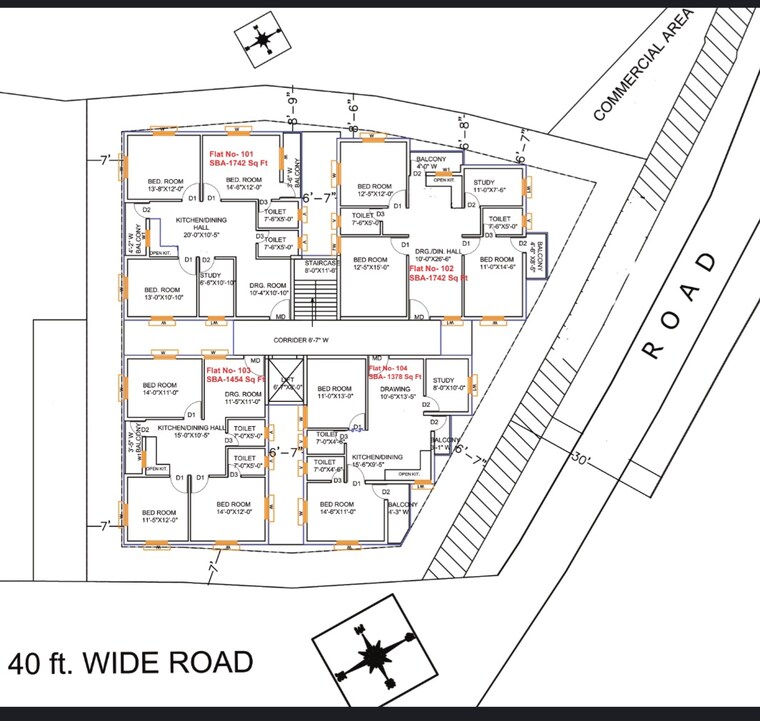 Floor Plan, madanpur 3 Bedroom 1454 Sq.Ft. Apartment In Madanpur Bhubaneswar 8477281