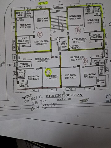Floor Plan in 2 BHK Apartment at Purba Barisha – for Sale