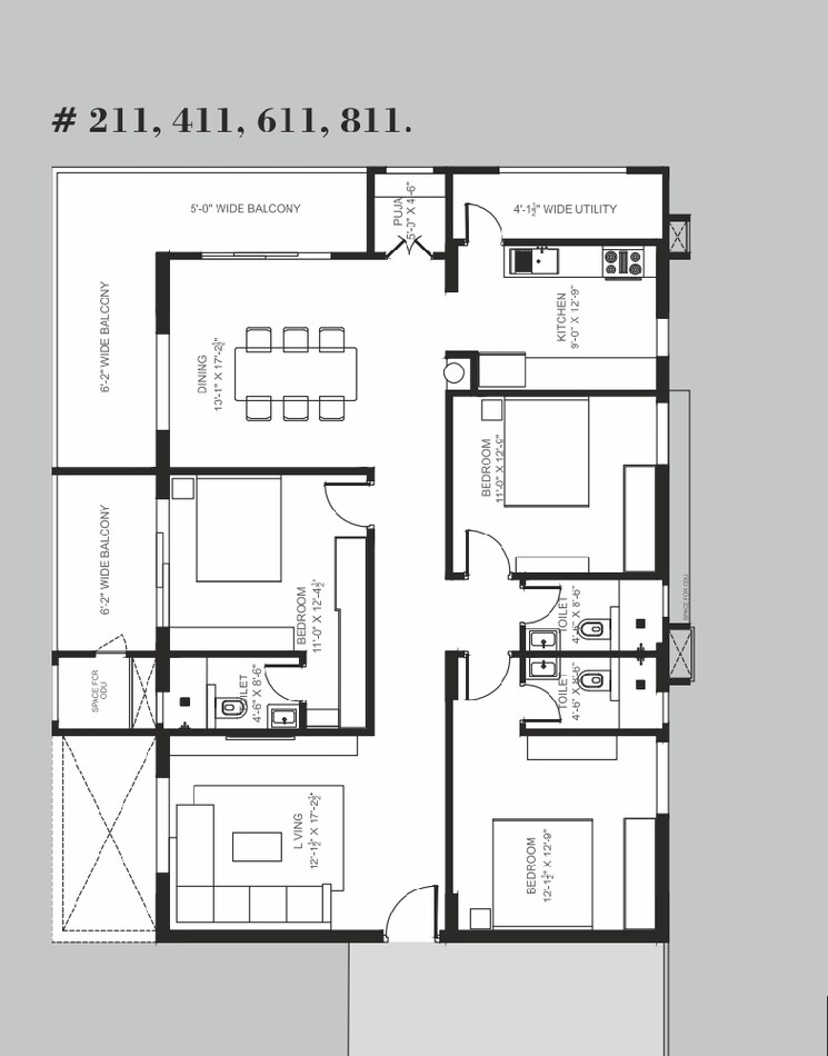 Balcony, asr-life-spaces 3 Bedroom 1711 Sq.Ft. Apartment In Petbasheerabad Hyderabad 8484400