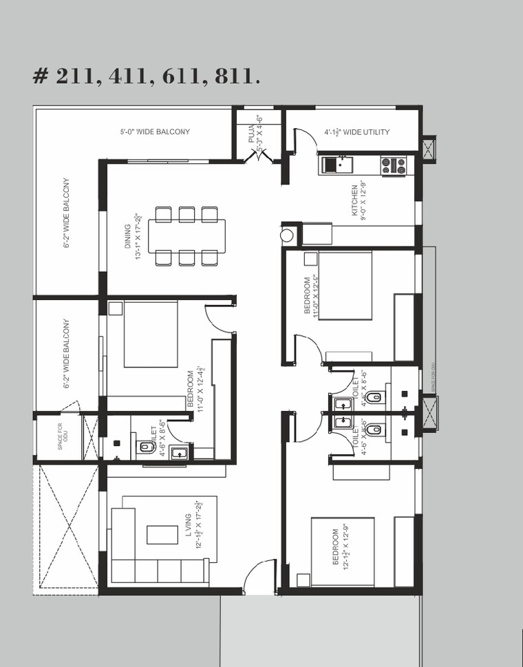 Balcony, asr-life-spaces 3 Bedroom 1711 Sq.Ft. Apartment In Petbasheerabad Hyderabad 8484400