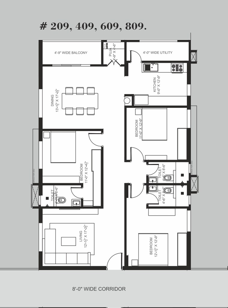 Balcony, asr-life-spaces 3 Bedroom 1711 Sq.Ft. Apartment In Petbasheerabad Hyderabad 8484413