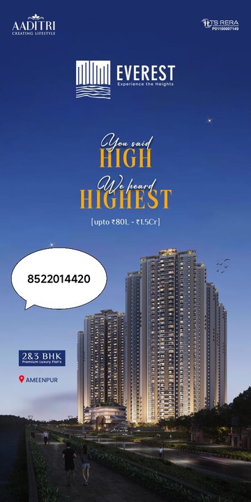 Master Plan in 4 BHK Apartment at Aaditri Everest, Ameenpur – for Sale