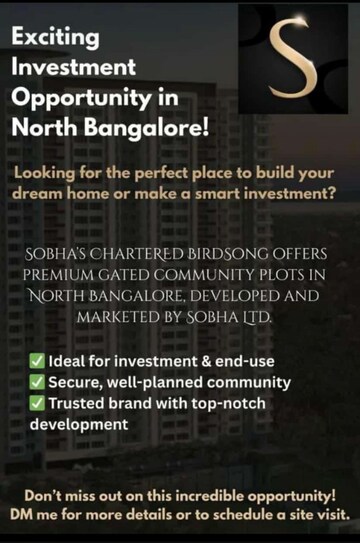  Plot For Sale in Sobha Chartered Birdsong, Rajanukunte