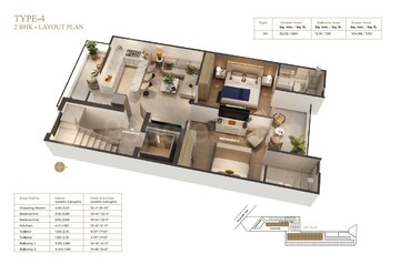 Floor Plan in 3 BHK Apartment at Suncity Vatsal Valley, Gwal Pahari – for Rent