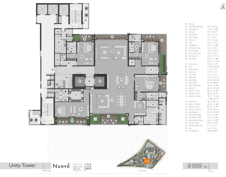 Floor Plan, navanaami-megaleio 4 Bedroom 9999 Sq.Ft. Apartment In Peeranchuruvu Hyderabad 8489032