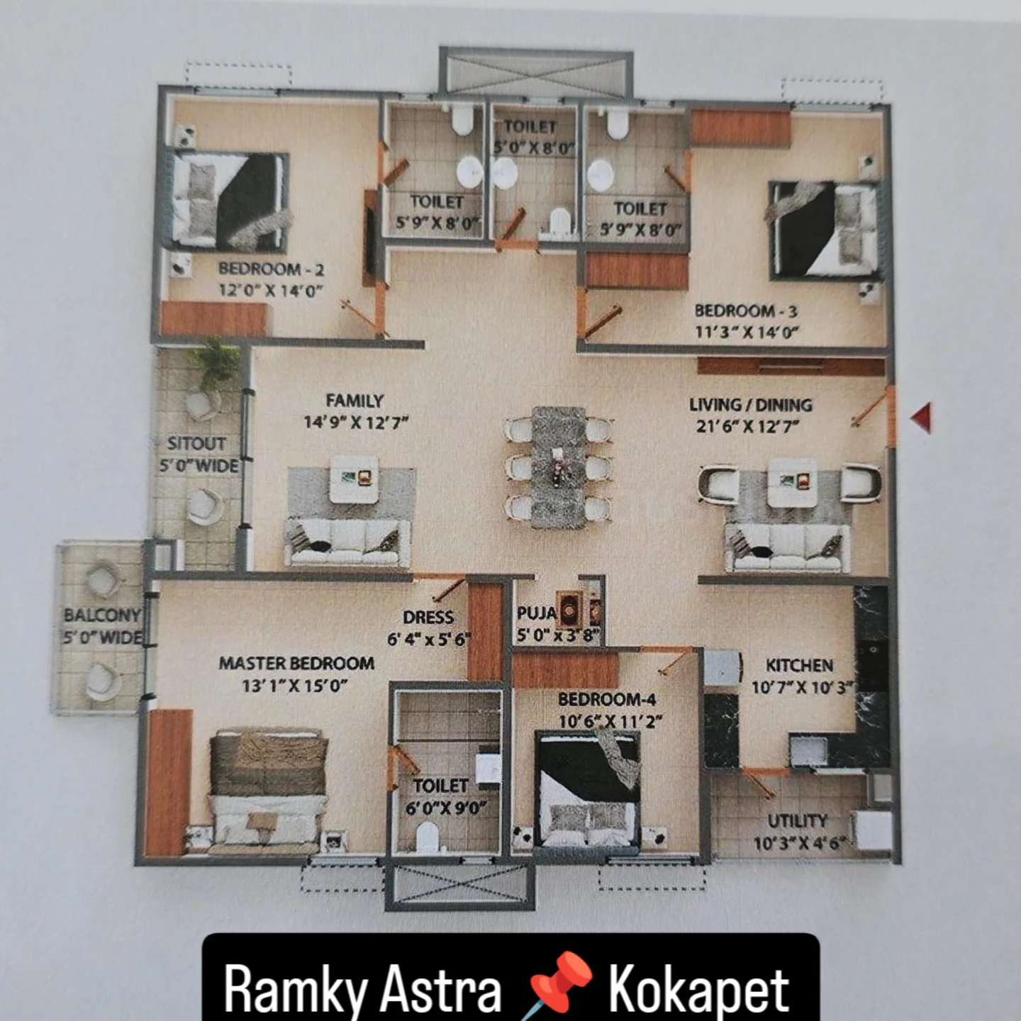 4 BHK Apartment For Sale in Ramky One Astra
