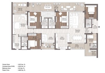 Floor Plan in 3 BHK Apartment at Elan The Presidential, Sector 106 – for Sale