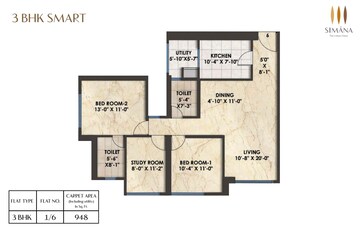 Floor Plan in 3 BHK Apartment at Bhoomi Simana, Parel – for Sale