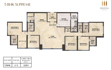 Floor Plan in 3 BHK Apartment at Bhoomi Simana, Parel – for Sale