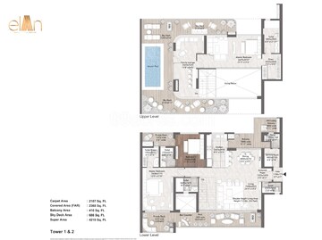 Floor Plan in 3 BHK Apartment at Elan The Presidential, Sector 106 – for Sale
