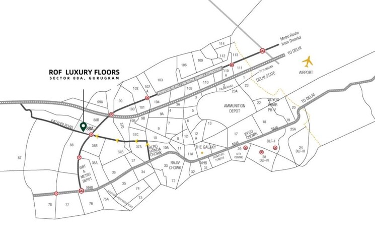 Map Location, rof-pravasa 3 Bedroom 1968 Sq.Ft. Builder Floor In Sector 88a Gurgaon 8490604