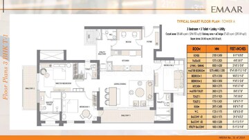 Floor Plan in 3 BHK Apartment at Emaar Digi Homes, Sector 62 – for Sale