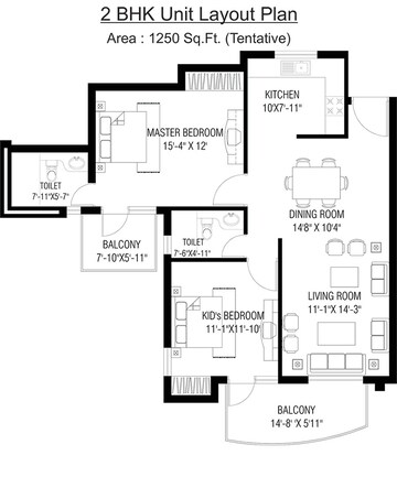 Floor Plan in 2 BHK Apartment at RPS Savana, Sector 88 – for Sale