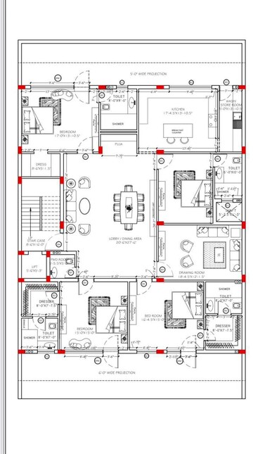 Floor Plan in 3 BHK Apartment at Bandlaguda – for Sale