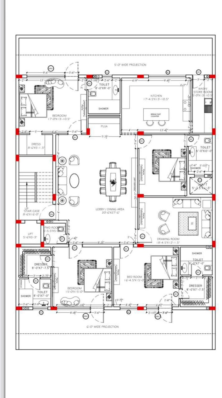 Floor Plan, bandlaguda jagir 3 Bedroom 1365 Sq.Ft. Apartment In Bandlaguda Jagir Hyderabad 8491452