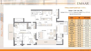 Floor Plan in 3 BHK Apartment at Emaar Digi Homes, Sector 62 – for Sale