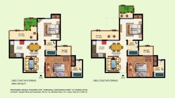 Floor Plan in 2 BHK Apartment at Amrapali Leisure Park, Amrapali Leisure Valley – for Sale