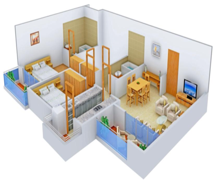 Floor Plan, landmark-the-residency 2 Bedroom 1350 Sq.Ft. Apartment In Tikampur 54 Gurgaon 8497167