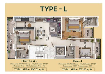 Floor Plan in 3 BHK Builder Floor at ROF Pravasa, Sector 88a – for Sale