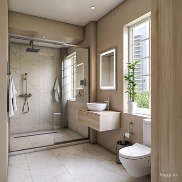 Bathroom in 2.5 BHK Apartment at Ekta Tripolis, Goregaon West – for Rent