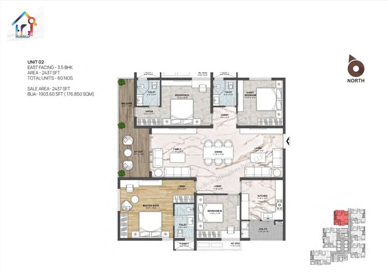 undefined, kokapet 3.5 Bedroom 2437 Sq.Ft. Apartment In Kokapet Hyderabad 8500683