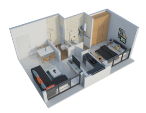 Master Bedroom in 1 BHK Apartment at Marathon Neo Valley, Bhandup West – for Sale