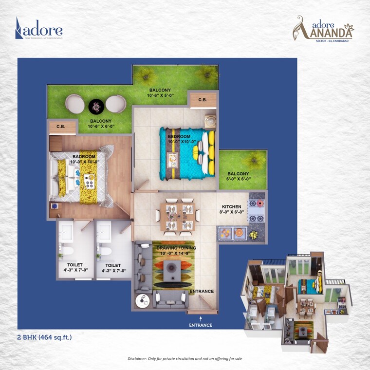 undefined, adore-ananda 2 Bedroom 593 Sq.Ft. Apartment In Sector 64 Faridabad 8509639