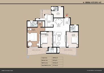 Floor Plan in 3 BHK Apartment at Tech Zone 4 Greater Noida – for Sale