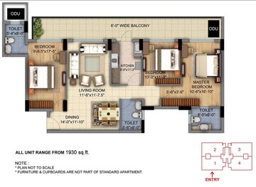 Floor Plan in 3.5 BHK Apartment at DLF The Skycourt, Sector 86 – for Sale