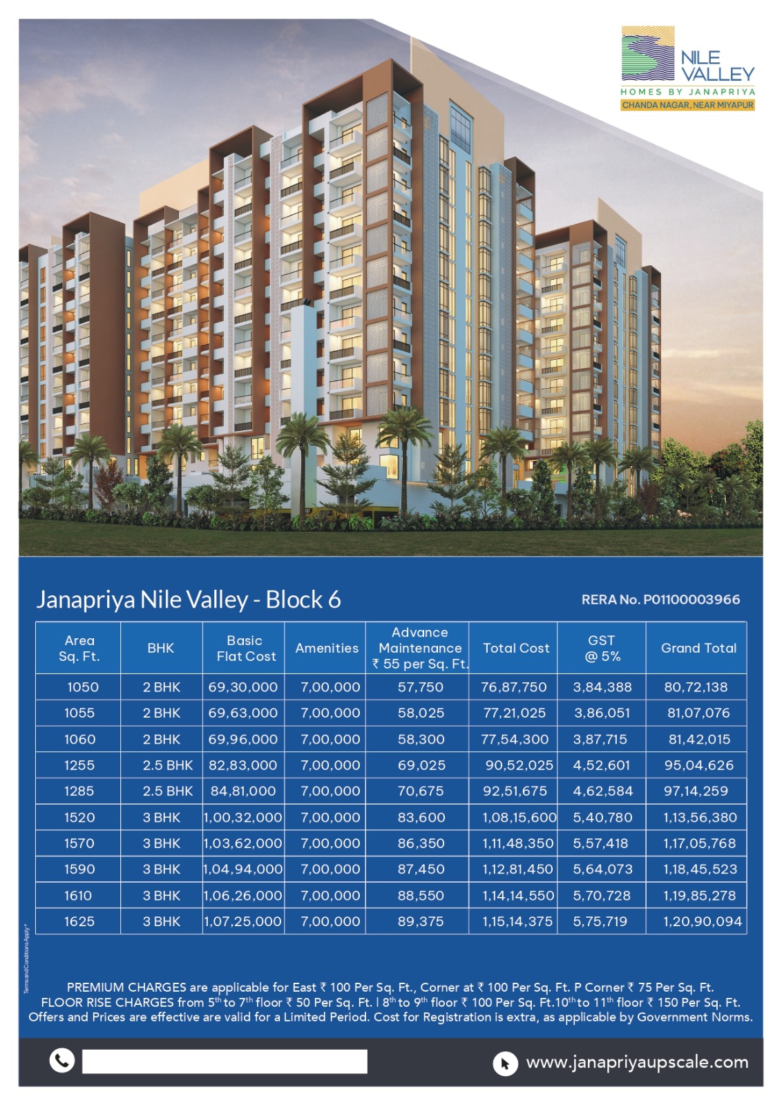 2 BHK + Pooja Room,Servant Room,Study Room,Extra Room Apartment For Sale in Janapriya Nile valley