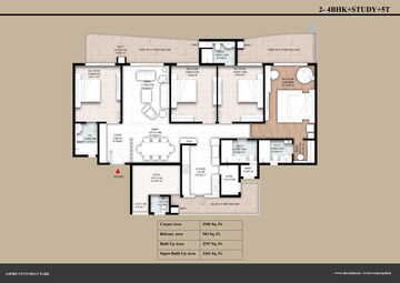 Floor Plan in 3 BHK Apartment at Tech Zone 4 Greater Noida – for Sale