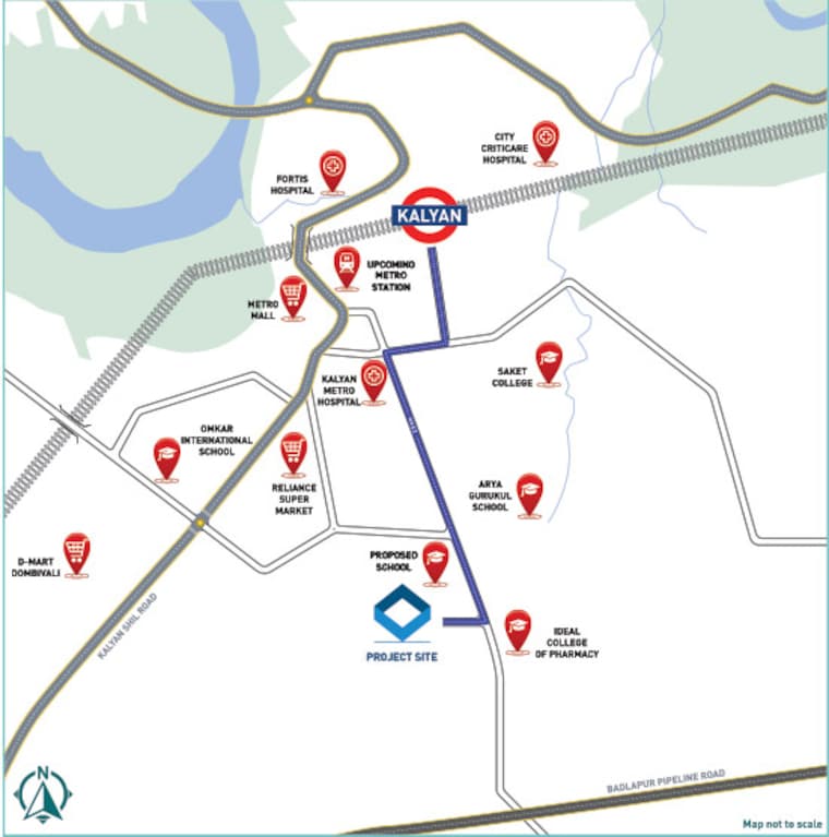 Map Location, kohinoor-eden-kalyan 1 Bedroom 442 Sq.Ft. Apartment In Kalyan East Thane 8518655