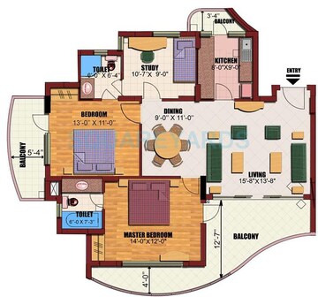 Floor Plan in 2.5 BHK Apartment at Eldeco Utopia, Sector 93a – for Sale