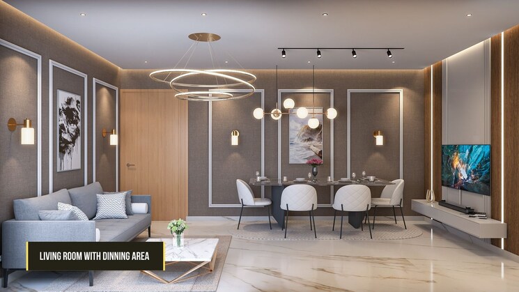 Living Room, seasons-mayfair 3 Bedroom 1285 Sq.Ft. Apartment In Chikan Ghar Thane 8529662