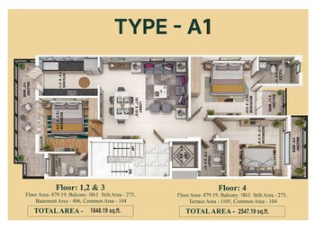 Floor Plan in 3 BHK Builder Floor at ROF Pravasa, Sector 88a – for Sale