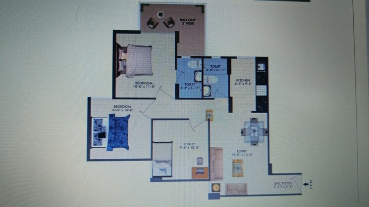 Floor Plan, conscient-habitat-residences 3 Bedroom 850 Sq.Ft. Apartment In Sector 78 Faridabad 8540085