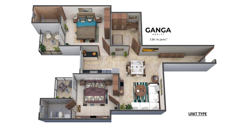 Floor Plan, ganga-tathastu 2 Bedroom 646 Sq.Ft. Apartment In Sohna Sector 5 Gurgaon 8540458